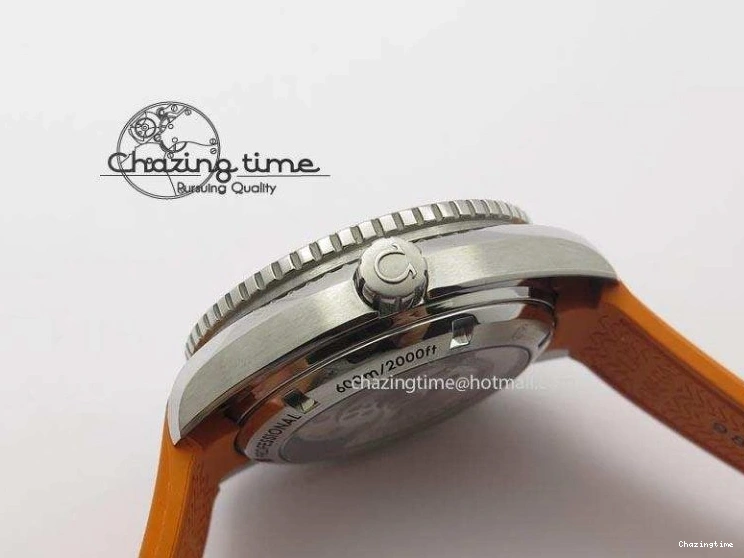 0417 Breathable Planet Ocean SS Bp Maker 45mm Orange Bezel On Orange Rubber Strap A 8221